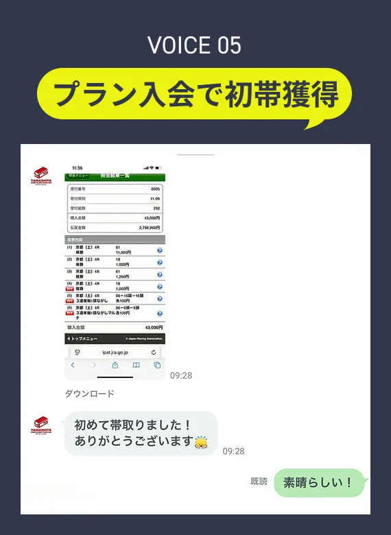 プラン入会で初帯獲得